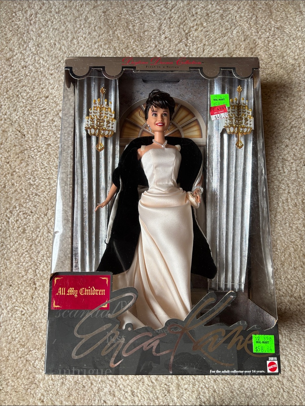 Barbie Ivory Satin Gown with Black Velvet Shawl